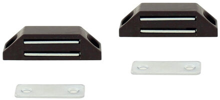 10x stuks magneetsnapper / magneetsnappers met metalen sluitplaat 6 x 3,8 x 1,6 cm - bruin - deurstoppers / deurvastzetters / magneetbevestiging