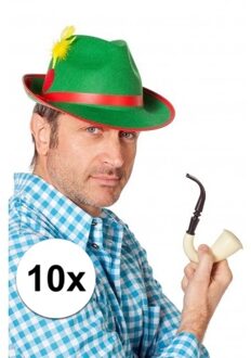 10x stuks Oktoberfest Tiroler feest hoedjes groen