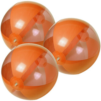 10x stuks opblaasbare strandballen plastic oranje 28 cm
