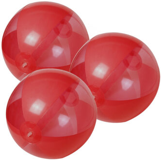 10x stuks opblaasbare strandballen plastic rood 28 cm
