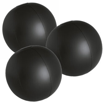 10x stuks opblaasbare zwembad strandballen plastic zwart 28 cm