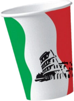 10x stuks papieren Italie/Italiaans thema bekers - Feestbekertjes Multikleur