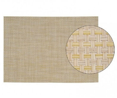 10x stuks placemats met geweven print beige 45 x 30 cm - Onderleggers