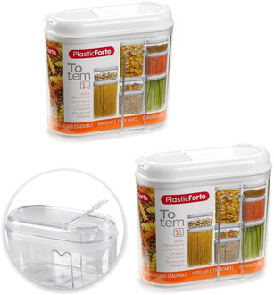 10x stuks plastic strooier/voorraad bussen container - 1 liter - 8 x 15,5 x 14,5 cm - Transparant - Voedsel bewaar bussen containers - Voorraadbussen