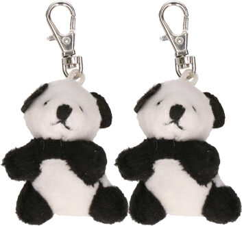 10x stuks pluche panda knuffel sleutelhangers 6 cm - panda beer/beren artikelen
