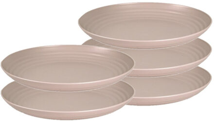 10x stuks rond kunststof borden mokka bruin 25 cm