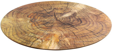 10x stuks ronde placemat/onderlegger boomstam print 38 cm - Tafeldecoratie onderleggers houtlook - Houtprint placemats