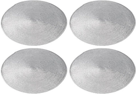 10x stuks ronde placemats zilver polypropeen 38 cm - Placemats/onderleggers - Tafeldecoratie