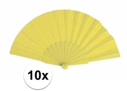 10x stuks Spaanse Handwaaiers geel 23 cm