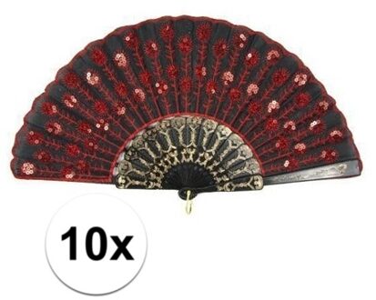 10x stuks Spaanse waaiers zwart met rood