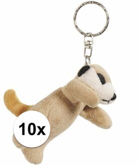 10x stuks Stokstaartjes knuffel sleutelhangers 6 cm - stokstaartjes artikelen