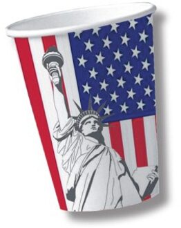 10x stuks USA Amerikaanse feestartikelen bekers - Feestbekertjes Multikleur