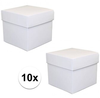 10x stuks Witte cadeaudoosjes van 10 cm vierkant
