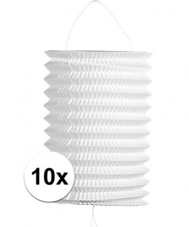 10x stuks witte trek lampionnen van 16 cm