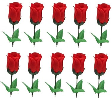 10x Super voordelige rode rozen 28 cm Valentijnsdag - Kunstbloemen Rood