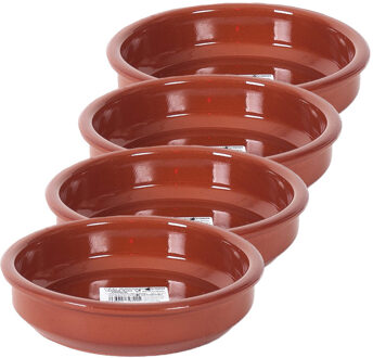 10x Tapas serveerschalen bruin/ terracotta 18 cm - Tapas serveerschalen/borden/ovenschalen