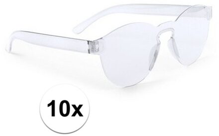 10x Transparante verkleed zonnebrillen voor volwassenen