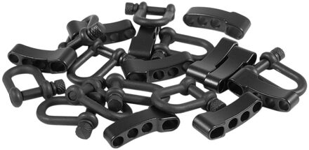 10x U Stijl Zinklegering Verstelbare Sluiting Gesp Voor Paracord Armband Touw Zwart