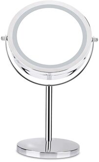10x Vergroting Make-Up Spiegel 7 Inch Tafelblad Ronde 360 Graden Rotatie Cosmetische Spiegel Met Led-verlichting
