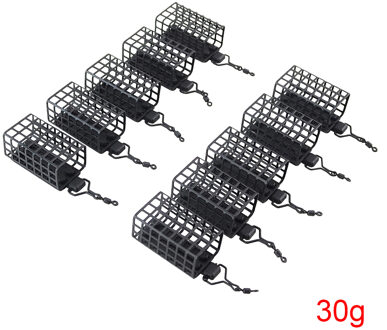 10x Visgerei Feeder Kooi Ronde Vierkante Voor Karper Grof Wedstrijd Barbeel Metalen Feeders 20G 30G 40G 50G 60G Sqare 30g