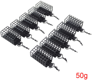 10x Visgerei Feeder Kooi Ronde Vierkante Voor Karper Grof Wedstrijd Barbeel Metalen Feeders 20G 30G 40G 50G 60G Sqare 50g