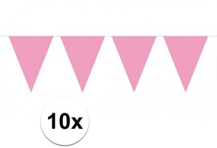 10x vlaggenlijn / slinger baby roze 10 meter - totaal 100 meter - slingers