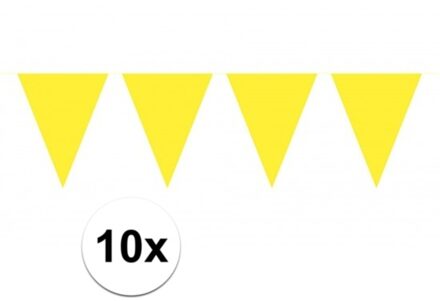 10x vlaggenlijn / slinger geel 10 meter - totaal 100 meter - slingers