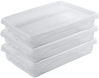 10x Voorraad/vershoudbakjes laag 0,5 liter transparant plastic/kunststof - 18 x 12 x 4 cm - Vienna - Vershouddoos bakje - Mealprep - Maaltijden bewaren