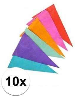 10x Vrolijk gekleurde vlaggenlijn 10 meter