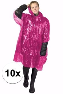 10x wegwerp regen poncho roze