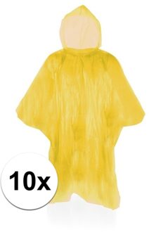 10x Wegwerp regenponcho geel - One size