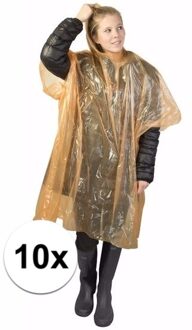 10x wegwerp regenponcho oranje - poncho