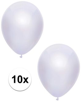 10x Witte metallic ballonnen 30 cm - Ballonnen