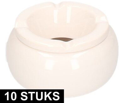 10x Witte terras asbak/storm asbak 11 cm - Buiten asbakken - Tafelaccessoires - Tuin artikelen