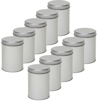 10x Zilver rond opbergblik/bewaarblik 13 cm - Zilveren koffiepads/koffiecups voorraadblikken - Voorraadbussen