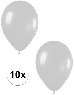 10x Zilveren metallic heliumballonnen 30 cm - Ballonnen Zilverkleurig