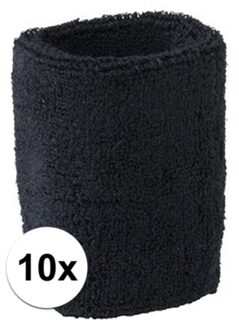 10x Zwart zweetbandje voor pols