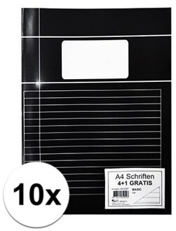 10x zwarte A4 lijntjes schriften pakket