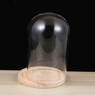 10X16Cm Micro Landschap Eeuwige Transparante Bloem Glas Cover Dly Cover Glass Dome Op Houten Basis Voor Valent zoals getoond