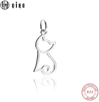 10X19Mm 925 Sterling Zilver Leuke Kat Hanger Zilver Animal Hanger Voor Vrouwen Sterling Zilveren Sieraden Ketting Armband maken