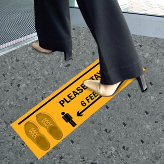 10X30 Cm Geïsoleerde Label Blijf Veilig 6 Meter Uit Elkaar Epidemie Preventie Slogan Geïsoleerde Etikettering # E geel