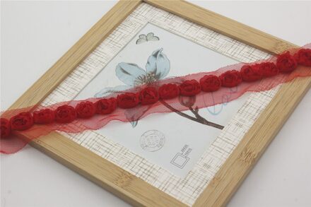 10y 2Cm Shabby Chiffon Roos Bloem Kant Trim Voor Diy Crafting Rompertjes Kleding Jurk Trimmen Home Decorations Naaien Leveringen rood