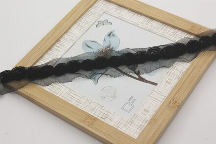 10y 2Cm Shabby Chiffon Roos Bloem Kant Trim Voor Diy Crafting Rompertjes Kleding Jurk Trimmen Home Decorations Naaien Leveringen zwart