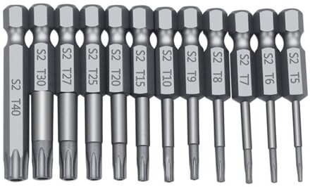 11/12Pcs Sabotage Proof Beveiliging Boor Set Torx Schroevendraaier Platte Kop 1/4 "Hex Bits Driver 50mm