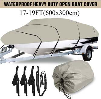11-22Ft Zware Boot Cover 210D Waterdicht Anti-Uv Fish Ski Marine Trailerable V-Hull Beschermen Canvas Boot Accessoires 17-19ft