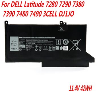 11.4V 42WH DJ1J0 Laptop Batterij Voor Dell Latitude 12 7000 7280 7380 7480 Serie Tablet Pc PGFX4 onfoh DJ1JO