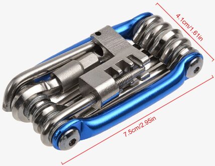 11-In-1 Fiets Multitool Draagbare En Ligtweight Fiets Reparatie Tool Met Ketting Cutter, Hex Sleutels, schroevendraaiers, T-25 blauw