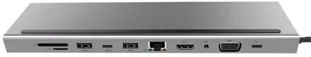 11 In 1 Usb C Laptop Docking Station Type C Naar Hdmi Vga RJ45 Ethernet Usb 3.0 Sd/Tf kaartlezer Met Pd Opladen Voor Pro