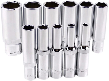11 pcs 1/4 inch Drive Deep Socket Set CRV Hand Tools 6 Point Long Socket Hex Repair Tool