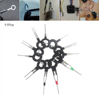 11 Pcs Universele Rvs + Pvc Auto Harnas Bedrading Crimp Connector Plug Terminal Removal Tool Kit Accessoires